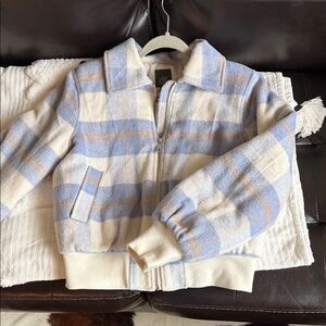 Wild Fable Blue and Cream Plaid Jacket